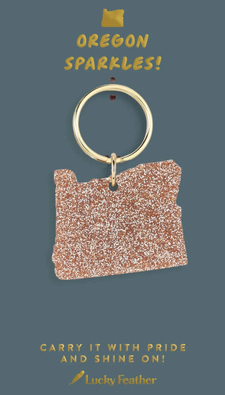 Lucky Feather Oregon Glitter State Keychain
