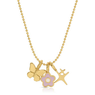 Lucky Feather Charm Garden Necklace - Gold