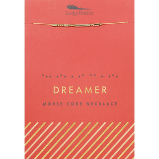 Lucky Feather Morse Code Necklace - Dreamer