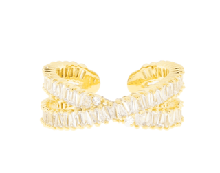 Emerald Cut Criss Cross Ring