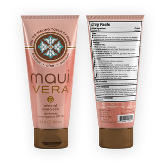 MAUI VERA INC. - Maui Vera Reef-Friendly Mineral Sunscreen SPF 30: 3.0 oz