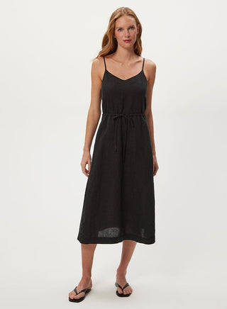 SABINE V-NECK TIE FRONT MIDI DRESS