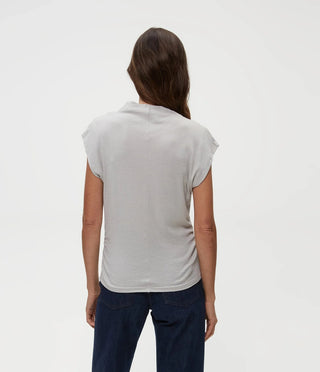 Michael Stars - Reese Shine Mock Neck Power Shoulder Top