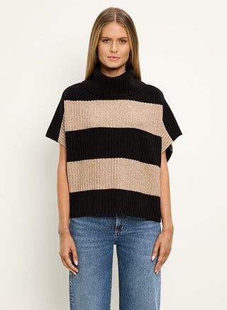 ADELYN STRIPED TURTLENECK PONCHO VEST