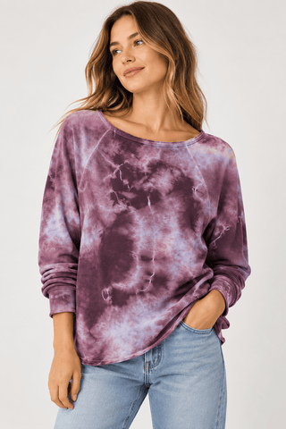 Michael Stars Tallie Boatneck Pullover in Eggplant