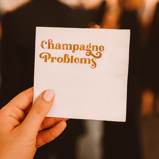 Mod Lounge - Champagne Problems Gold Foil Funny Text Cocktail Napkin