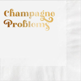 Mod Lounge - Champagne Problems Gold Foil Funny Text Cocktail Napkin