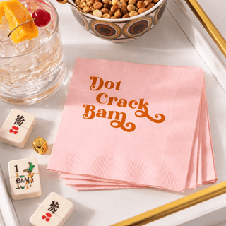 Mod Lounge - Dot Bam Crack Mahjong Pink and Orange Foil Cocktail Napkin