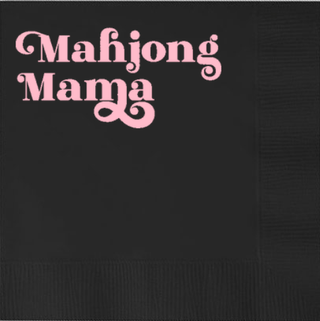 Mod Lounge - Mahjong Mama Black and Pink Foil Game Night Cocktail Napkin