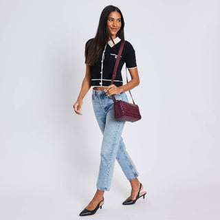 Moda Luxe - Charlotte Woven Crossbody: Burgundy