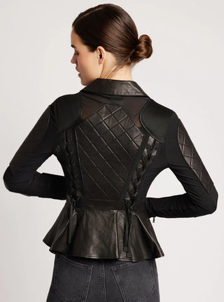 Blanc Noir Moto Mesh Peplum Jacket