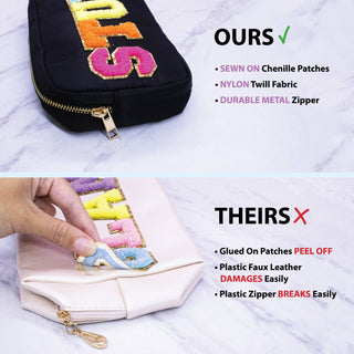 Preppy Nylon Chenille Letter Bag Travel Makeup Pouch - Multi STUFF