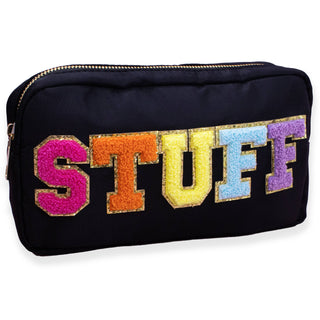 Preppy Nylon Chenille Letter Bag Travel Makeup Pouch - Multi STUFF