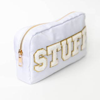Preppy Nylon Chenille Letter Travel Makeup Pouch - STUFF