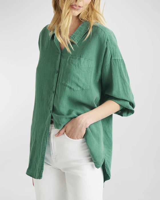 Splendid Bailey Oversized Button-Front Linen-Blend Shirt