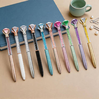 Large Diamond Top Crystal Glitter Retractable Ballpoint Pen