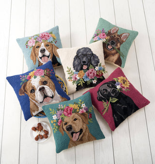 Peking Handicraft - Floral Standard Poodle Hook Pillow