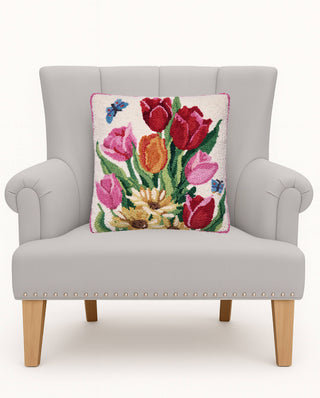 Peking Handicraft - Springtime Tulips Hook Pillow - Sally Eckman Roberts