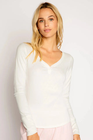 PJ Salvage Pointelle Hearts Long Sleeve Top
