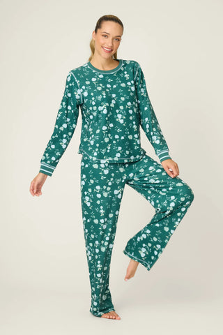 PJ Salvage Winter Wonderland Floral Print Velour Pants Set
