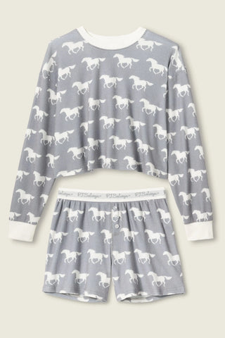 PJ Salvage Boyfriend Boxer Horse Print Short Set