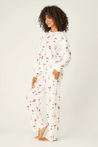PJ Salvage Let's Get Toasty Holiday Wine Print Pants Set