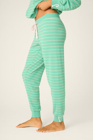 PJ Salvage Peace & Pawlidays Green Stripe Banded Pant
