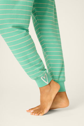 PJ Salvage Peace & Pawlidays Green Stripe Banded Pant