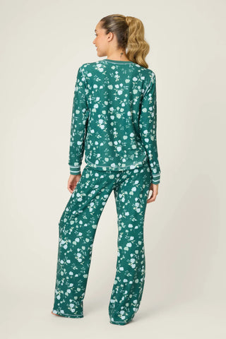 PJ Salvage Winter Wonderland Floral Print Velour Pants Set