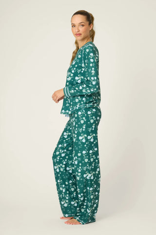PJ Salvage Winter Wonderland Floral Print Velour Pants Set