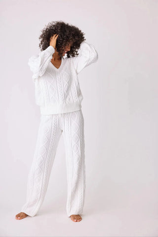 PJ Salvage Chenille Cozy Cable V-Neck Sweater