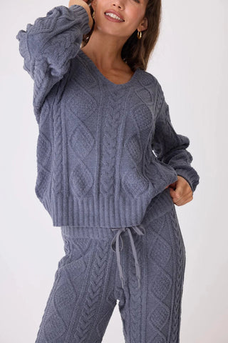 pj salvage chenille cozy cable v neck sweater