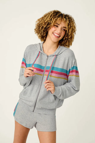 PJ Salvage Takin’ It Easy Club Striped Zip-Up Hoodie