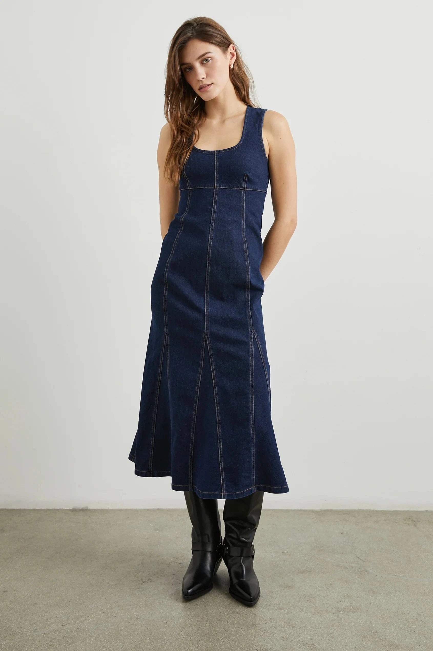 Rails Women's Minna Denim Midi-Dress - Rinse Indigo - Size Large Rails Women's Minna Denim Midi-Dress - Rinse Indigo - Size Large