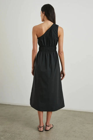 Selani One-Shoulder Midi Dress in Black