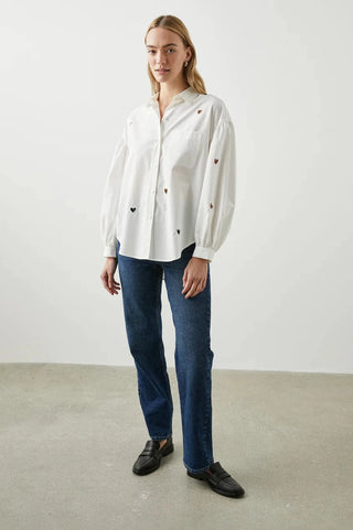 Rails Janae Shirt - White Eyelet Hearts
