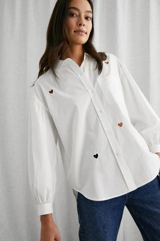 Rails Janae Shirt - White Eyelet Hearts