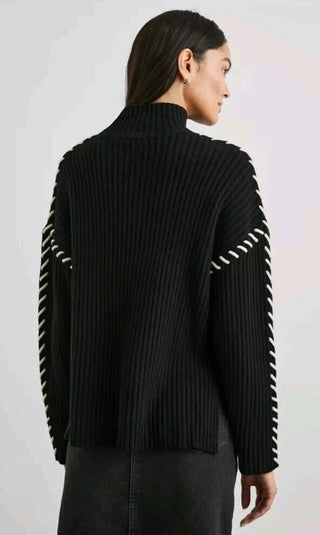 Rails Liam Rib-Knit Whipstitch Sweater