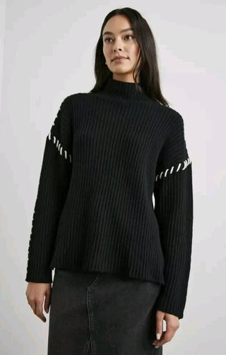 Rails Liam Rib-Knit Whipstitch Sweater