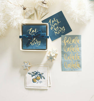 Santa Barbara Design Studio by Creative Brands - Ceramic Napkin Tray + Napkins - Eat Drink and be Merry