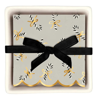 Santa Barbara Design Studio Ceramic Napkin Tray + Napkins - Candy Canes ITEM: R5190