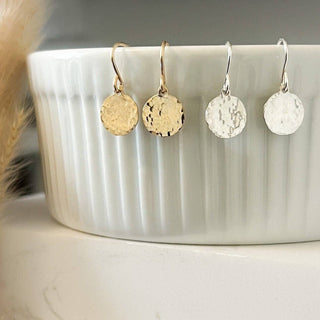 Sela+Sage - Hammered Drop Gold Filled Circle Earrings: Gold Filled