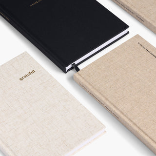 Souvenir Stationery - Carpe Diem Heather Gray Linen Notebook Gratitude Journal