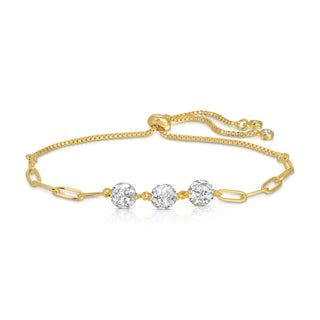 Splendid Iris - Triple Faux Diamond Paperclip Pulley Bracelet