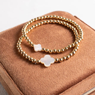 Splendid Iris - 4mm Bracelet With Shell Quatrefoil Accents