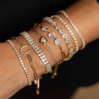 Splendid Iris - Triple Faux Diamond Paperclip Pulley Bracelet
