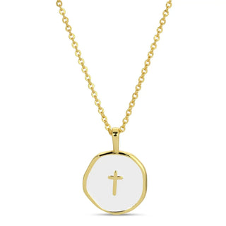 Splendid Iris Minimal Cross Medallion Necklace