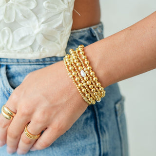 Splendid Iris Gold Beaded Stretch Bracelet