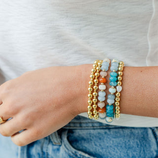 Splendid Iris Gold Beaded Stretch Bracelet