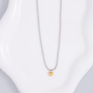 Splendid Iris Necklace - Petite Heart Necklace, Silver/Gold